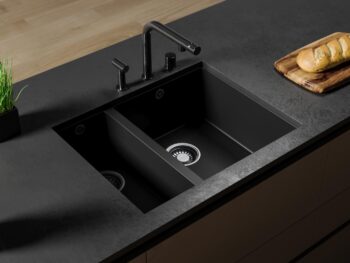 Black Stone Arizona 1.5 Göz Tezgah Altı Siyah Granit Mutfak Evyesi - Görsel 2