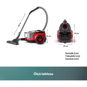 Homend Dustroyer 1255H Yatay Süpürge Siyah Kırmızı - Görsel 2