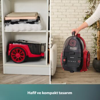 Homend Dustroyer 1255H Yatay Süpürge Siyah Kırmızı - Görsel 6